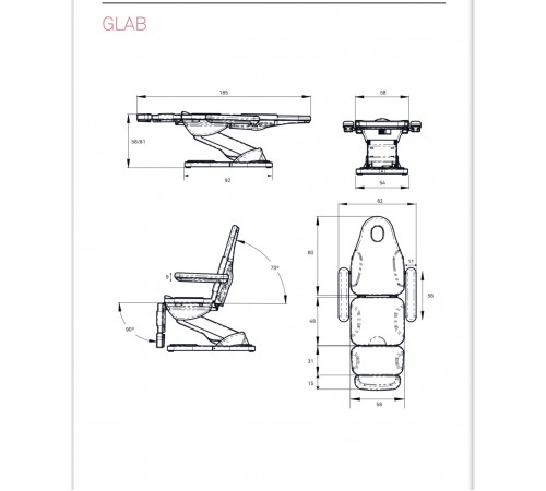 Cosmetology chair GLAB, 3 motors