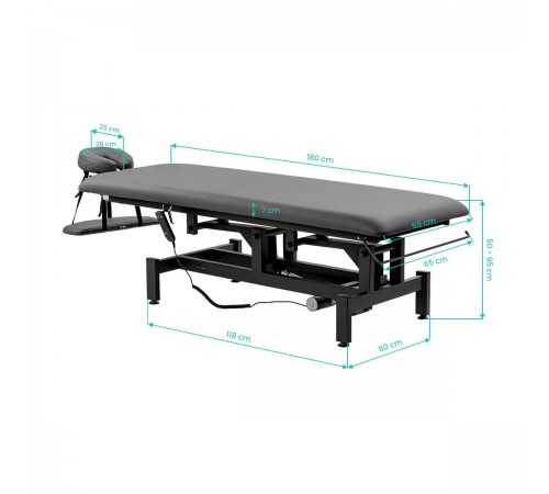 Electric Massage Table with Adjustable Face Cradle BALANCE LEPO 1, Grey