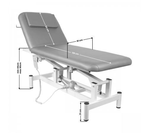 Electric Massage Table with Adjustable Backrest – SILLON 079, Grey