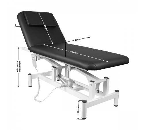 Electric Massage Table with Adjustable Backrest – SILLON 790, Black