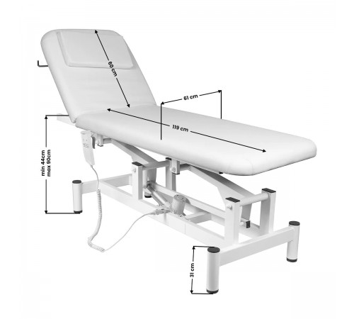 Electric Massage Table with Adjustable Backrest – SILLON 790, White