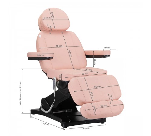 Cosmetology chair SILLON CLASSIC, 3 motors, pink / black