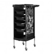 Hairdressing Trolley Gabbiano X11-9, Black with Graphic Design