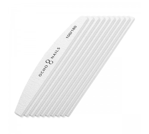 OCHO NAILS Half-Moon Nail File 100/180, 10 pcs