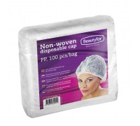 Disposable non-woven white pleated mob caps (100)