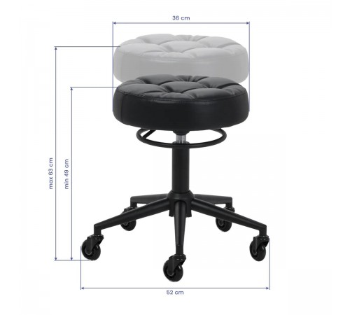 Salon Stool Gabbiano D054, Black with Black Base