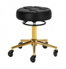 Salon Stool Gabbiano D054G, Black with Gold-Coloured Base