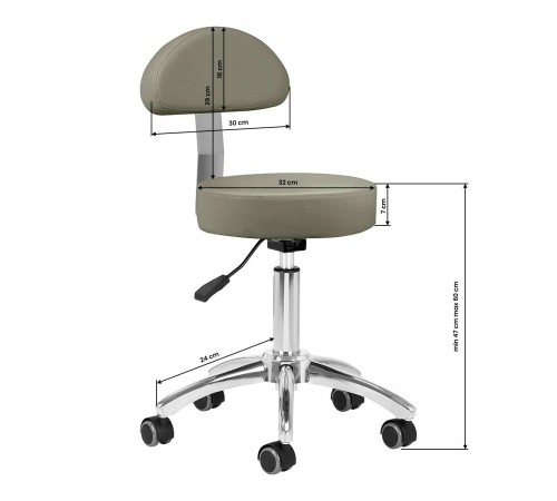 Nivo 304 Work Stool with Backrest, Grey