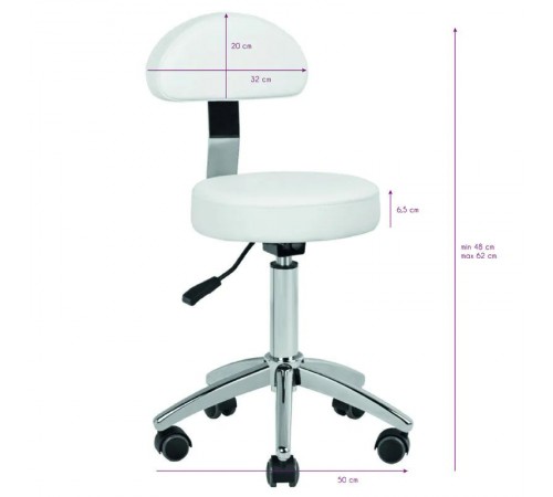 Nivo 304 Work Stool with Backrest, White