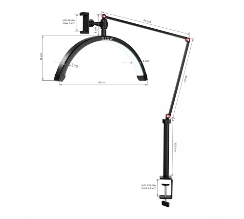 Puolikuu työvalo GLOW MX3 BLACK